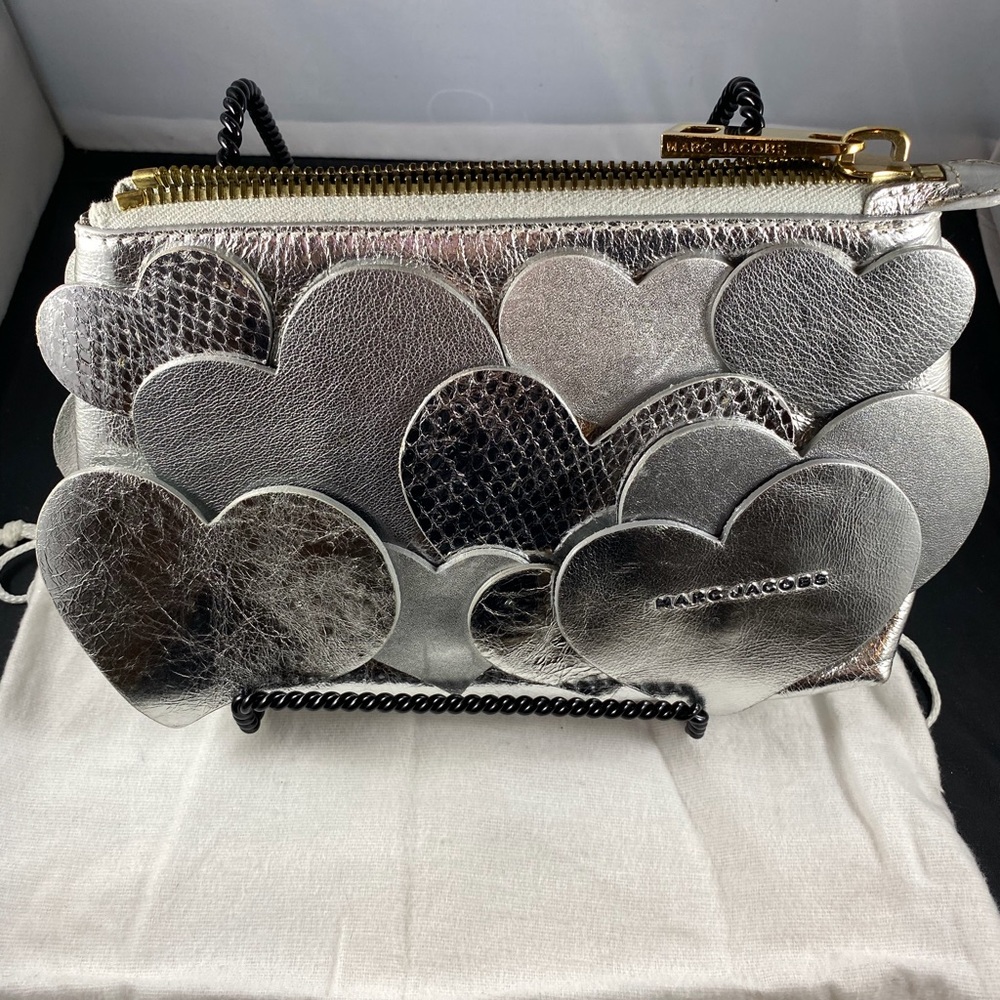 Marc Jacobs Silver Metallic Leather Clutch